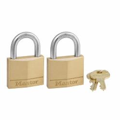 Master Lock 140T Safety Padlock, Alike Key, 1/4 in Shackle, Solid Brass Body, 4-Pin Tumbler Locking