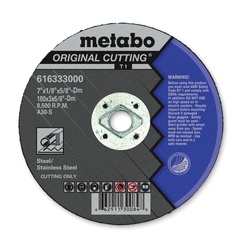 metabo 616333000 Original Cutting Type 1 Depressed Center Wheel, 7 in Dia x 1/8 in THK, 5/8 in Center Hole, A30S Grit, Aluminum Oxide Abrasive