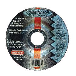 metabo 616500420 Combinator Contaminant-Free Depressed Center Wheel, 4-1/2 in Dia x 5/64 in THK, 7/8 in Center Hole, A46U Grit, Aluminum Oxide Abrasive