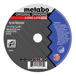 metabo 616782000 Original Grinding Long Life General Purpose Depressed Center Wheel, 7 in Dia x 1/4 in THK, 7/8 in Center Hole, A24R Grit, Aluminum Oxide Abrasive