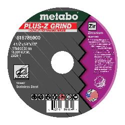 metabo 616785000 Plus-Z Grind Type 27 Aggressive Cool Cutting Depressed Center Wheel, 4-1/2 in Dia x 1/4 in THK, 7/8 in Center Hole, ZA24T Grit, Zirconia Alumina Abrasive
