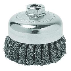 metabo 623765000 Wire Cup Brush, 4 in Dia Brush, 5/8-11 Arbor Hole, 0.023 in Dia Filament/Wire, Twist Knot, Hardened Steel Fill
