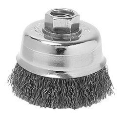 metabo 623805000 Wire Cup Brush, 2-3/4 in Dia Brush, 5/8-11 Arbor Hole, 0.014 in Dia Filament/Wire, Twist Knot, Stainless Steel Fill