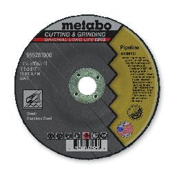 metabo 655281000 Original Long Life Cutting & Grinding General Purpose Depressed Center Wheel With Hub, 4-1/2 in Dia x 1/8 in THK, A24T Grit, Aluminum Oxide Abrasive