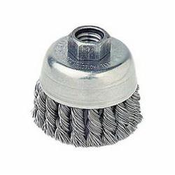 Mighty-Mite 13254 Single Row Cup Brush, 2-3/4 in Dia Brush, M10x1.5 Arbor Hole, 0.02 in Dia Filament/Wire, Standard/Twist Knot, Steel Fill