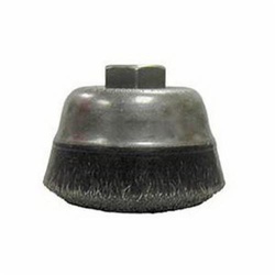 Polyflex 35406 Encapsulated Cup Brush, 3-1/2 in Dia Brush, 5/8-11 UNC Arbor Hole, 0.014 in Dia Filament/Wire, Crimped, Steel Fill