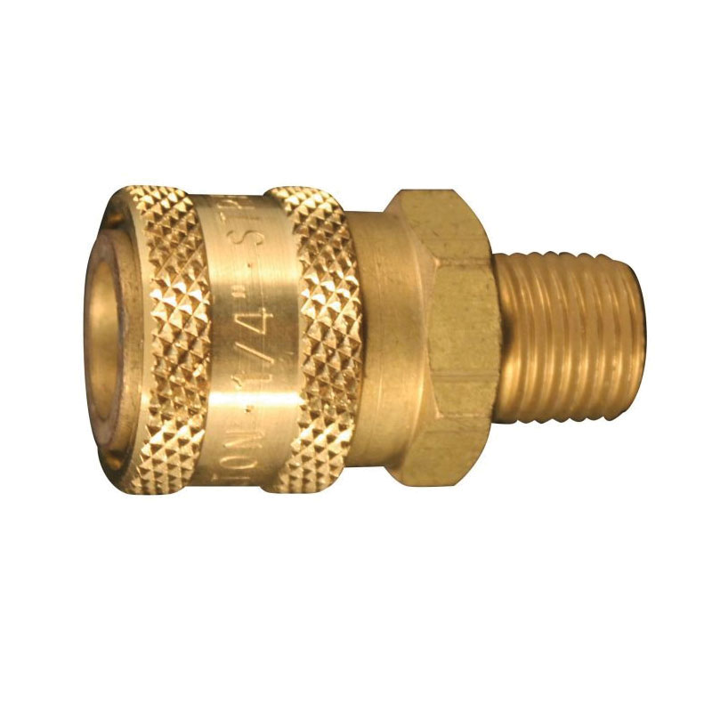 Milton 1762 1700 Straight Through Coupler, 1/4 in, MNPT, 5200 psi, Solid Brass, Domestic