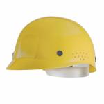 MSA 10033651 Micro Brim Perforated Sides Bump Cap With Plastic Suspension, Yellow, Polyethylene, Pin Lock Suspension