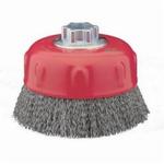 Norton 66252836362 Cup Brush, 3 in Dia Brush, 5/8-11 Arbor Hole, 0.014 in Dia Filament/Wire, Crimped, Stainless Steel Fill