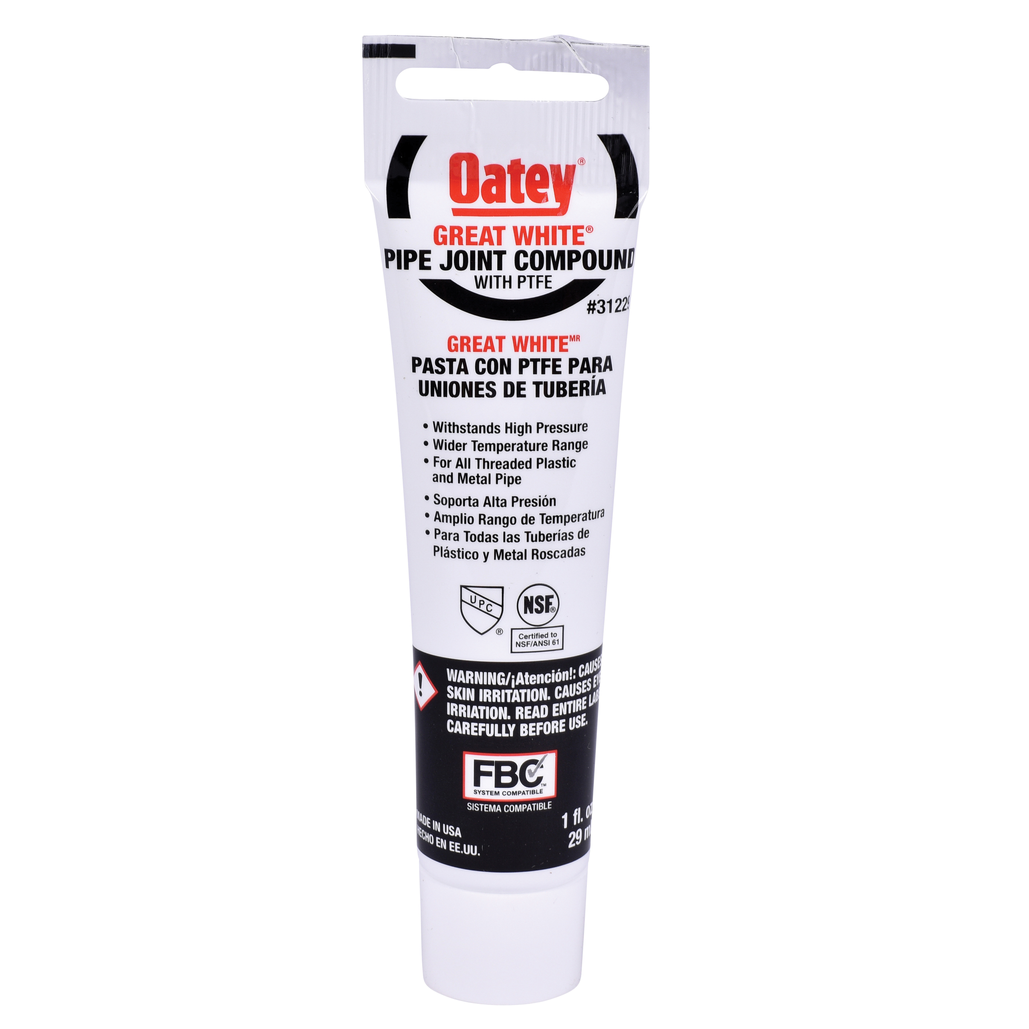 Oatey Great White 31229 Pipe Joint Compound, 1 oz, White