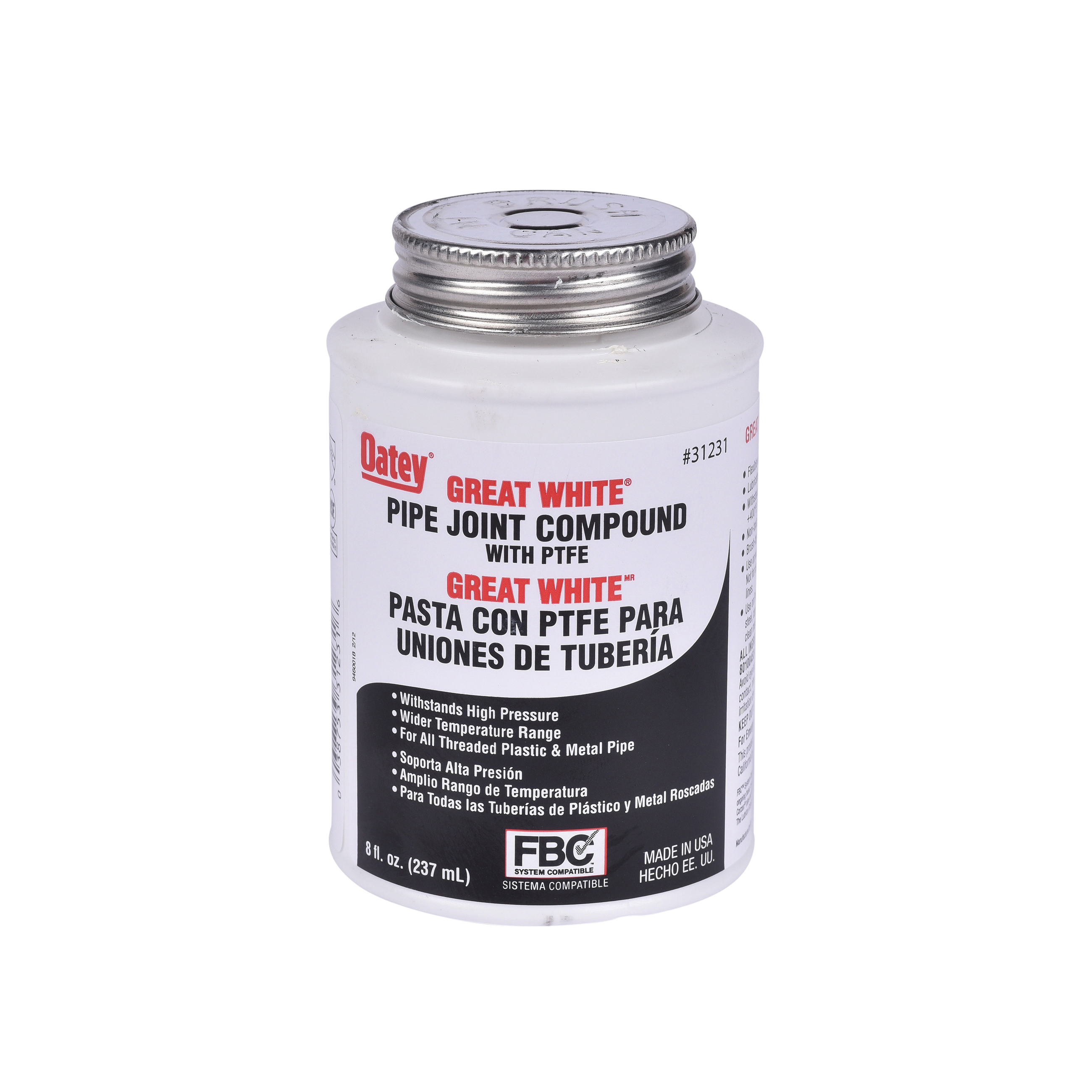 Oatey Great White 31231 Pipe Joint Compound, 8 oz, White