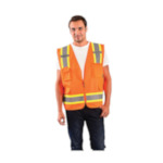 OccuNomix ECO-ATRANS-O2X 2-Tone Surveyor Solid Vest, 2XL, Hi-Viz Orange, Polyester Solid Tricot, Zipper Closure, 11 Pockets, ANSI Class: Class 2, Specifications Met: ANSI/ISEA 107-2015 Type R
