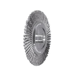 PFERD 143438 Universal Line Wheel Brush, 4 in Dia Brush, 1/4 in W Face, 0.02 in Dia Stringer Bead Twist Knot Filament/Wire, 5/8-11 Arbor Hole