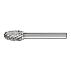PFERD 22260 High Performance Line TOUGH Cut Premium Grade Carbide Burr, Oval (Shape SE) Head, 3/8 in Dia Head, 5/8 in L of Cut, 2-3/4 in OAL, Double Cut Cut