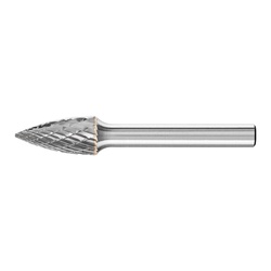 PFERD 22294 High Performance Line TOUGH Cut Premium Grade Carbide Burr, Pointed End, Tree Pointed (Shape SG) Head, 3/8 in Dia Head, 3/4 in L of Cut, 2-1/2 in OAL, Double Cut Cut