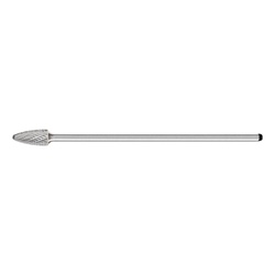 PFERD 22754 High Performance Line TOUGH Cut Extended Shank Premium Grade Carbide Burr, Radius End, Tree Radius (Shape SF) Head, 1/2 in Dia Head, 1 in L of Cut, 6-7/8 in OAL, Double Cut Cut