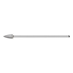 PFERD 22760 High Performance Line TOUGH Cut Extended Shank Premium Grade Carbide Burr, Pointed End, Tree Pointed (Shape SG) Head, 1/2 in Dia Head, 1 in L of Cut, 6-7/8 in OAL, Double Cut Cut