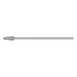 PFERD 22774 High Performance Line TOUGH Cut Extended Shank Premium Grade Carbide Burr, Radius End, Taper Radius (Shape SL) Head, 1/2 in Dia Head, 1-1/8 in L of Cut, 7-3/16 in OAL, Double Cut Cut