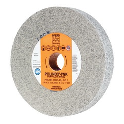 PFERD Polinox 48206 Convolute Non-Woven Abrasive Wheel, 6 in Dia, 1 in Center Hole, 1 in W Face, Fine Grade, Silicon Carbide Abrasive