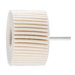 PFERD 48553 Shaft Mounted Flap Wheel, 3 in Dia Wheel, 2 in W Face, 1/4 in Dia Shank, Felt Abrasive