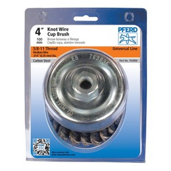 PFERD 763865 Universal Line PS-FORTE Single Row Cup Brush, 3-1/2 in Dia Brush, 5/8-11 Arbor Hole, 0.02 in Dia Filament/Wire, Unbridled Knot, Carbon Steel Fill