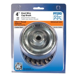 PFERD 763896 Universal Line PS-FORTE Single Row Cup Brush, 4 in Dia Brush, 5/8-11 Arbor Hole, 0.014 in Dia Filament/Wire, Unbridled Knot, Carbon Steel Fill