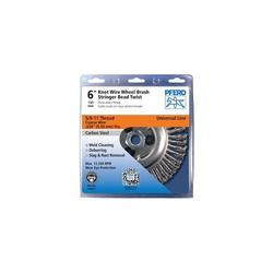 PFERD 764015 Universal Line PSF Wheel Brush, 6 in Dia Brush, 0.02 in Dia Stringer Bead Knot Filament/Wire, 5/8-11 Arbor Hole