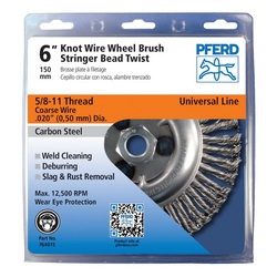 PFERD 764039 Universal Line PSF Wheel Brush, 7 in Dia Brush, 0.02 in Dia Stringer Bead Knot Filament/Wire, 5/8-11 Arbor Hole