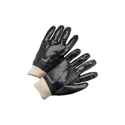PIP 1007 Industrial Grade Chemical-Resistant Gloves, L, Pair Hand, Black, Cotton Interlock Knit Lining, 10 in L, Resists: Abrasion, Acid, Chemical, Grease, Oil, Water and Solvent, Supported Support, Knit Wrist Cuff