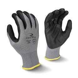 Radians RWG13CS General Purpose Gloves, Dipped Palm, Seamless Style, S, Foam Nitrile Palm, Polyester, Black/Gray, Elastic/Slip-On Cuff, Foam Nitrile Coating, Resists: Abrasion, Cut, Tear and Puncture