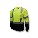 RADWEAR ST21B-3PGS-XL Long Sleeve Safety T-Shirt, XL, Black/Hi-Viz Green, Wicking Polyester Mesh