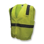 RADWEAR SV2GMS Economy Safety Vest, S, Hi-Viz Green, Polyester, Hook and Loop Closure, 2 Pockets, ANSI Class: Class 2, ANSI/ISEA 107-2010