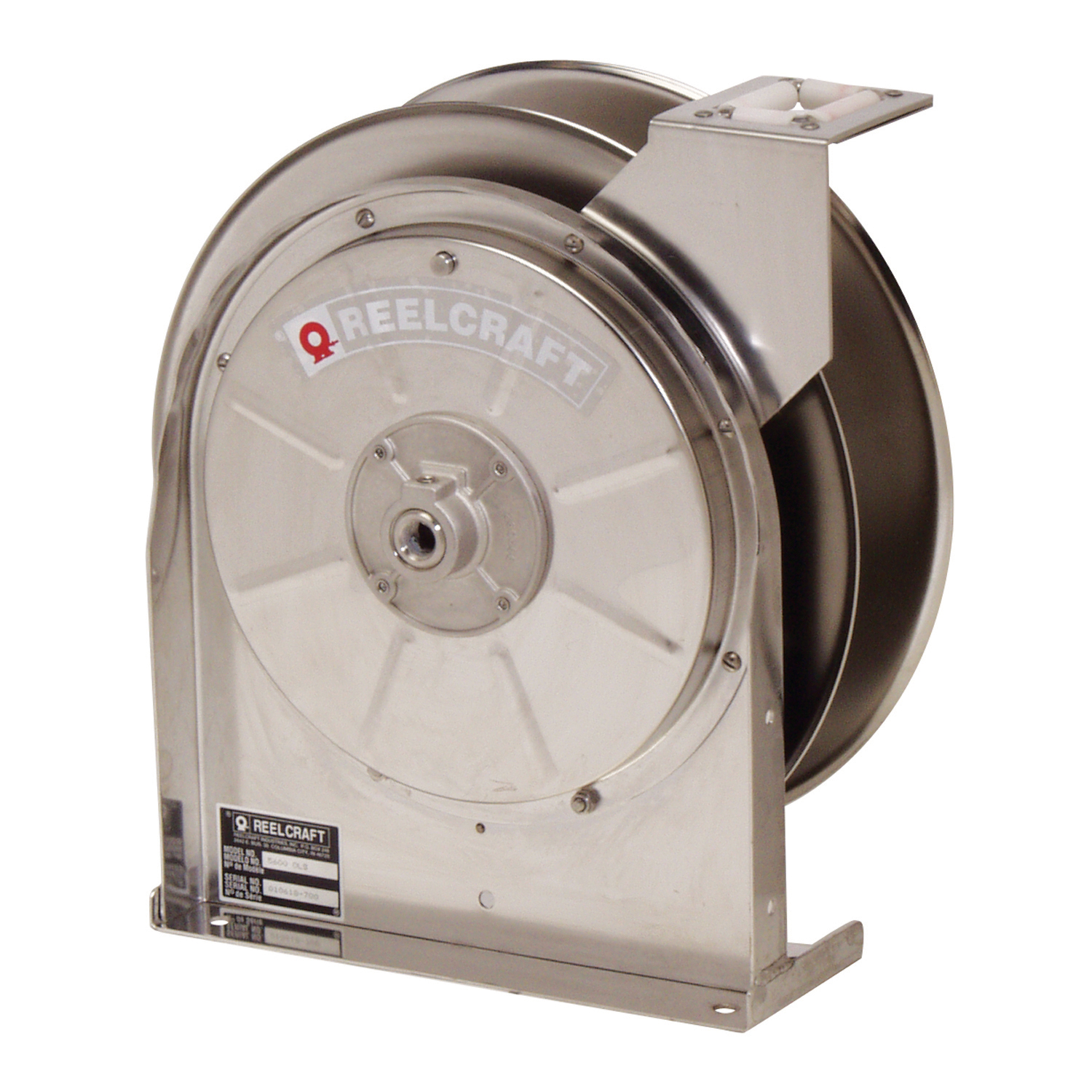 Reelcraft 5600 OLS 5000 Corrosion-Resistant Low and Medium Pressure Hose Reel, 3/8 in ID x 3/5 in OD x 35 ft L Hose, 300 psi Pressure, 14 in Dia x 2-1/2 in W Reel, Domestic