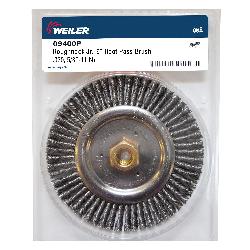 Roughneck 09400P Narrow Face Root Pass Wheel Brush With Nut, 6 in Dia Brush, 3/16 in W Face, 0.02 in Dia Stringer Bead Knot Filament/Wire, 5/8-11 Arbor Hole