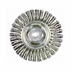 Roughneck 13132 Narrow Face Wheel Brush With Nut, 4 in Dia Brush, 3/16 in W Face, 0.02 in Dia Stringer Bead Knot Filament/Wire, 5/8-11 Arbor Hole