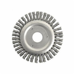 Roughneck 13234 Narrow Face Wheel Brush With Nut, 4-1/2 in Dia Brush, 3/16 in W Face, 0.02 in Dia Stringer Bead Knot Filament/Wire, 7/8 in Arbor Hole