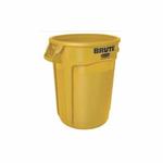 Rubbermaid BRUTE FG263200YEL Utility Waste Container, 32 gal Capacity, Round, 22 in Dia, 27.767 in H, Plastic, Yellow
