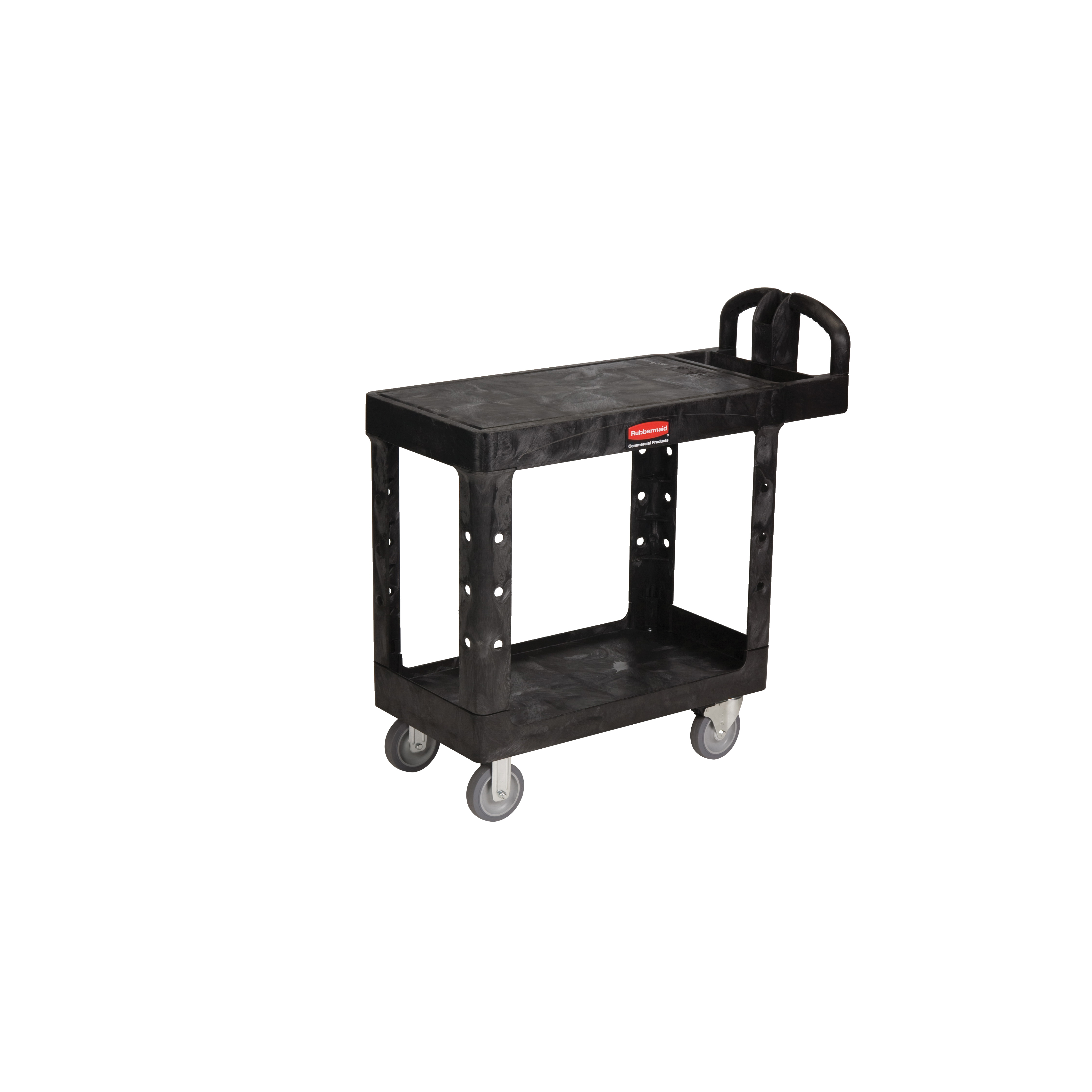 Rubbermaid FG450500BLA 4505-00 Heavy Duty Utility Cart With Small Flat Shelf, 38-1/2 in L x 17.2 in W x 38.1 in H, 500 lb Load, Black