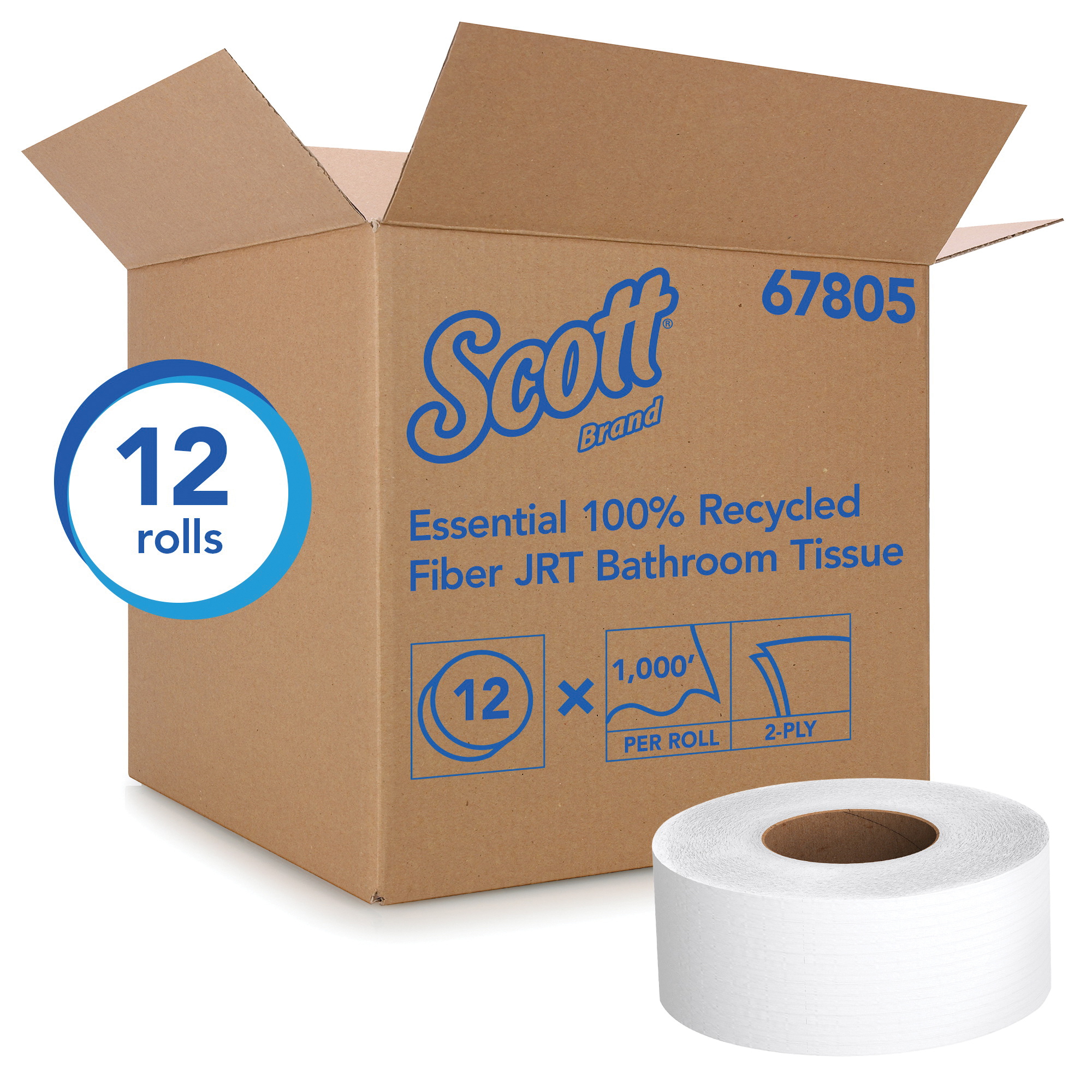 Scott 67805 JRT Jr. Bathroom Tissue, 2 Plys, Recycled Fiber