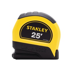 Stanley LeverLock STHT30825 Measure Tape, 25 ft L x 1 in W Blade, Polymer Blade, 1/16 in Graduation