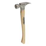 Stiletto TI16MC Nailing Framing Hammer, 18 in OAL, Milled Face Surface, 16 oz Titanium Head, Straight Claw, Hickory Wood Handle