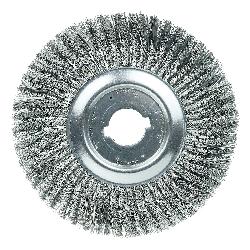 Weiler 08200-14 Wheel Brush, 12 in Dia Brush, 3/4 in W Face, 0.014 in Dia Standard/Twist Knot Filament/Wire, 2 in Arbor Hole