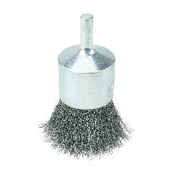 Weiler 10009V Vending Ready End Brush, 1 in Dia Brush, Crimped, 0.006 in Dia Filament/Wire, Steel Fill, 1 in L Trim