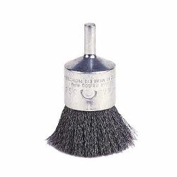 Weiler 10010 Stem Mount End Brush, 1 in Dia Brush, Crimped, 0.0104 in Dia Filament/Wire, Steel Fill, 1 in L Trim