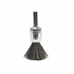 Weiler 10013 Stem Mount End Brush, 1/2 in Dia Brush, Crimped, 0.006 in Dia Filament/Wire, Stainless Steel Fill, 7/8 in L Trim