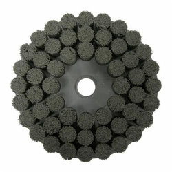 Burr-Rx 86122 Crimped Maximum Density Round Shell Mill Holder Straight Disc Brush, 10 in Dia Brush, 1-1/4 in Center Hole, 0.055 in Dia Filament/Wire, Ceramic Fill