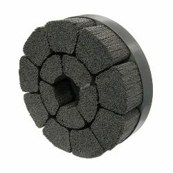 Burr-Rx 86142 Crimped Round Shell Mill Holder Straight Disc Brush, 8 in Dia Brush, 1-1/4 in Center Hole, 0.043 in Dia Filament/Wire, Ceramic Fill