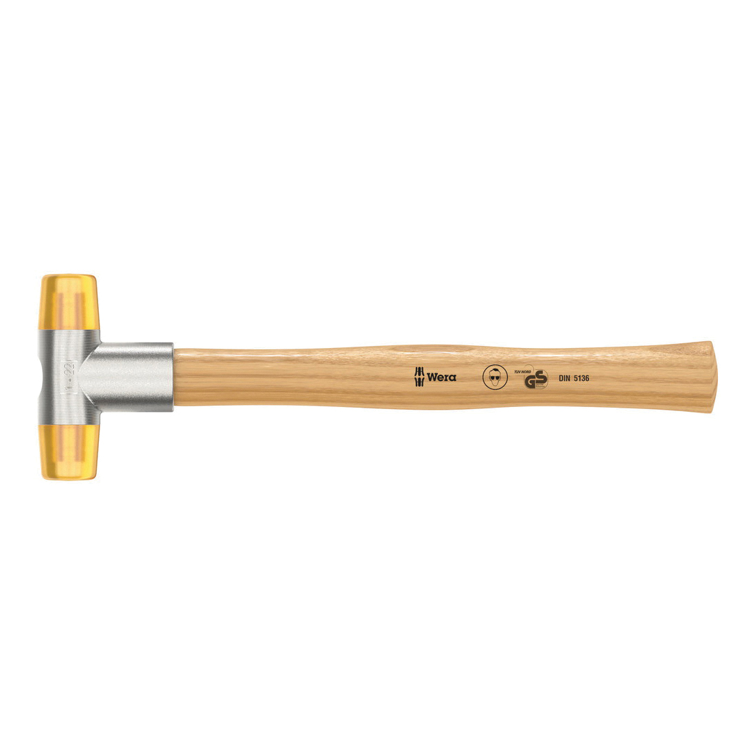 Wera 05000005001 100 Soft Face Interchangeable Hammer, 250 mm OAL, Cellidor, Ash Wood Handle