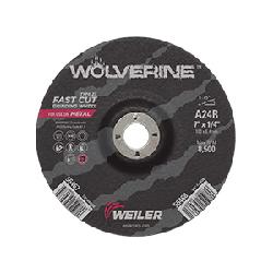 Wolverine 56467 Type 27 Cut-Off Wheel, 7 in Dia x 1/4 in THK, 7/8 in Center Hole, 24 Grit, Aluminum Oxide Abrasive