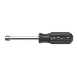 Xcelite 8MMN Regular Length Drilled Shaft Nutdriver, 8 mm, Hollow Shank, Black Handle, Bright